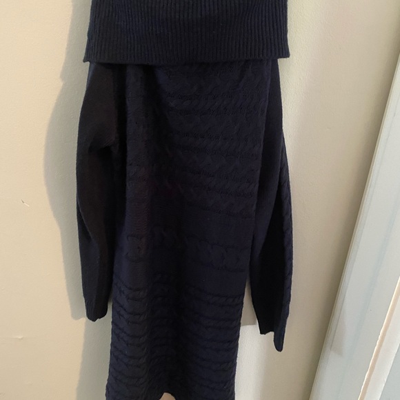 Sweater Dress with Cowl Neck and Lace Bottom - Picture 4 of 5